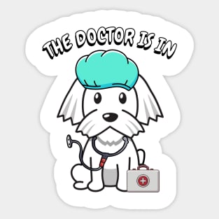 Cute white dog is a doctor Sticker